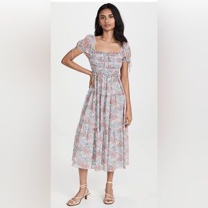 En Saison Floral Midi Dress in Blue and Pink